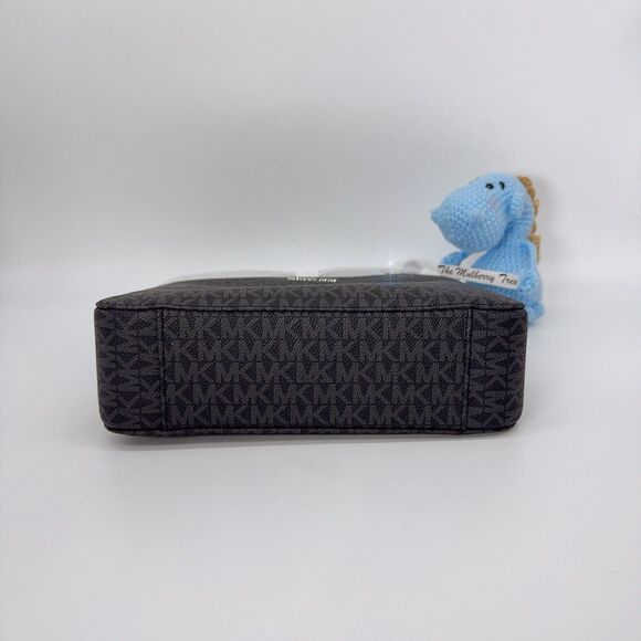 Michael Kors Logo Jet Set Travel Large Black Silver Messenger Bag Crossbody NWT - Picture 5 of 11